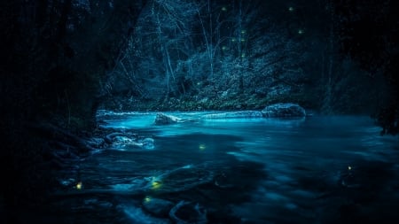 :-) - cave, fantasy, water, blue, grafixart