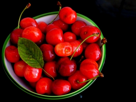 BOWL OF CHERRIES - BOWL, IMAGE, CHERRIES, RED