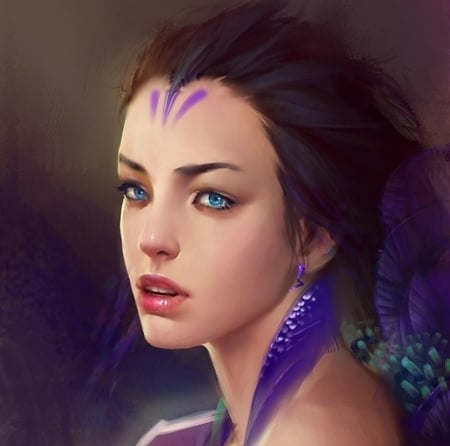 Fairy - fantasy, girl, fairy, face, dan cha, art, luminos