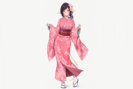 Girl - kimono, anime, pink, manga