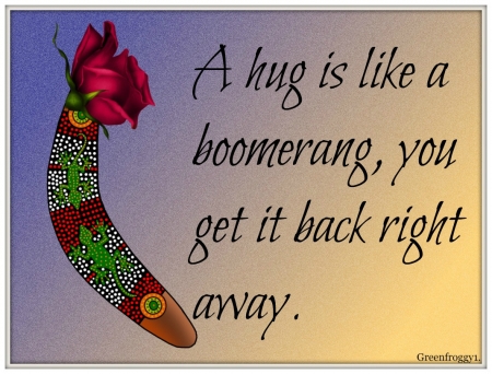 A HUG - card, hug, boomerang, comment