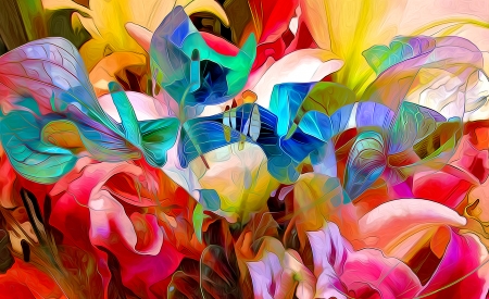 Flowers - colorful, pictura, painting, flower, art, luminos