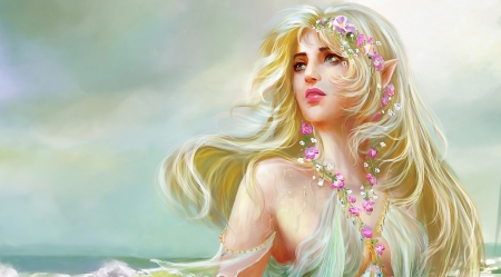 Ocean Beauty - digital, fantasy, prety, ocean, girl, art