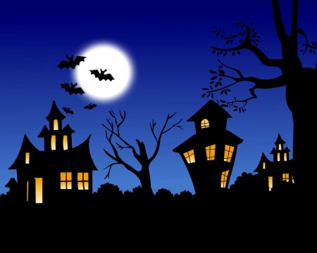 The Halloween night - moon, halloween, bats, night, spooky