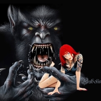 The red-haired tattooed girl and the monster