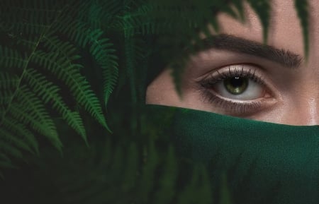 Eye - brow, leaf, eye, girl, green