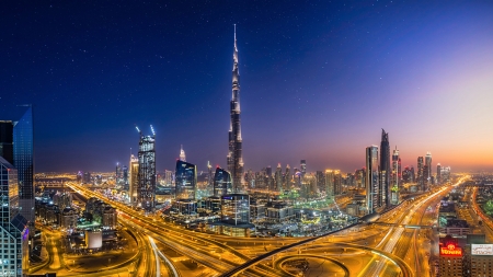 Dubai - dubai, hotel, city, night, sky