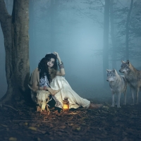 Girl and Wolves