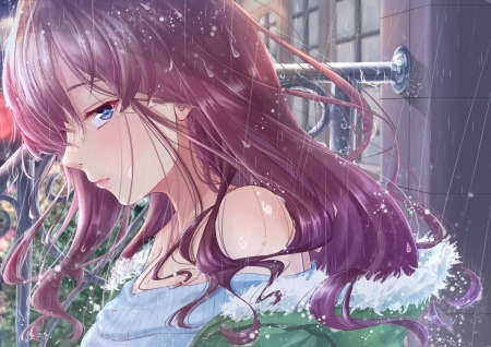 Girl - tagme, pink, rain, anime, manga