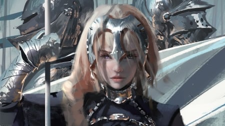 Jeanne D'Arc - art, girl, wlop, fantasy, jeanne darc