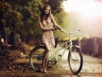 With her Bike