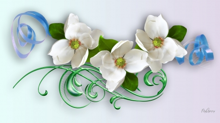 Floral on Gradient - dogwood, floral, leaves, ribbon, summer, flowers, spring, firefox theme