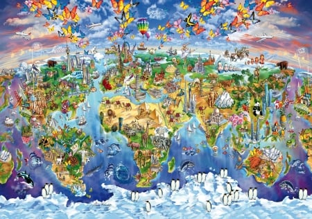 Wonderful World - puzzle, animals, wonderful, plants, world