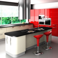 Red And Black Kitchen