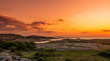 Coastal Beach Sunset - beach, nature, sunset, coastal