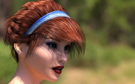 Elf - face, rendering, redhead, elf, girl, fantasy