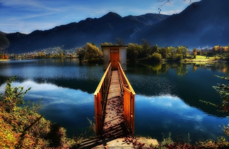 Mountain Lake - Lake, Scenery, Bridge, Italy