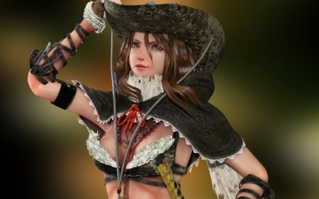 :-) - hat, girl, fantasy, rendering