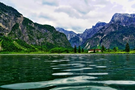 Lake - lake, house, forest, nature