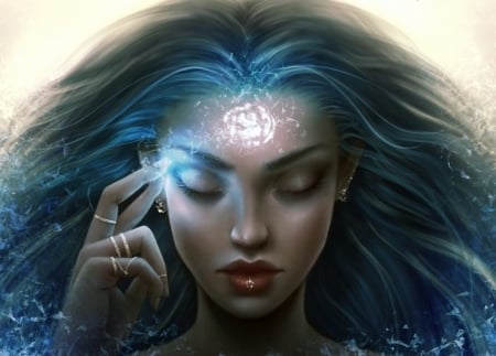 Stored thoughts - fantasy, girl, face, alrooney, luminos