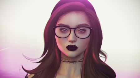 Girl - rendering, glasses, girl, pink, oakley foxtrot, fantasy