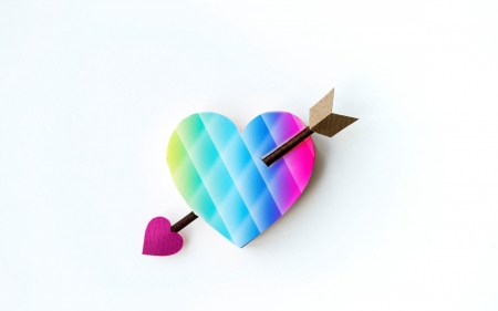 :-) - minimalism, heart, blue, pink, arrow, colorful, rainbow, valentine, card