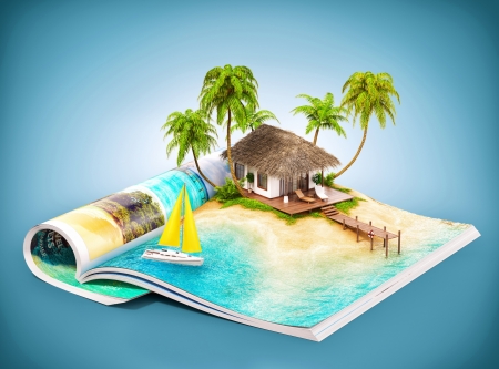 :-) - vara, palm tree, summer, funny, creative, book, fantasy, blue, island, boat