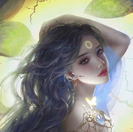 Princess - frumusete, gjschoolart, fantasy, princess, face, art, luminos