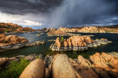 Watson Lake - Stones, Arizona, Lake, Nature