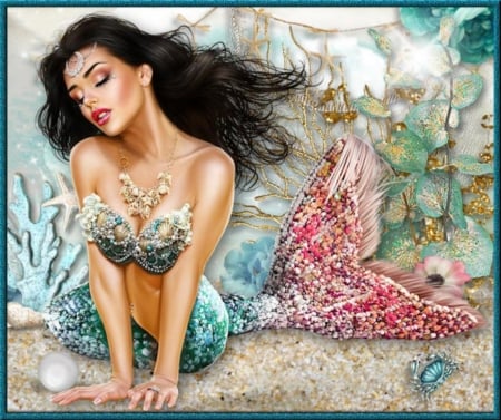 JEWELED MERMAID - FEMALE, MERMAID, SAND, JEWELED