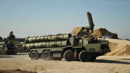 Russian S-400 air defence missile system - air, truck, system, russian, defence, missile, military, s-400