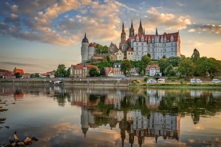 Albrechtsburg Castle, Germany - medieval, reflection, castle, germany