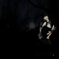 Vampire and the girl in the dark forest