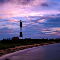 Colorful Twilight Sky over Lighthouse