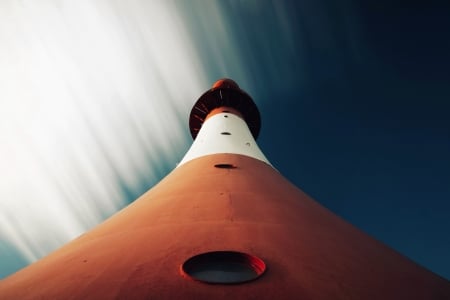 Lighthouse - summer, lighthouse, orange, view from down, vara, blue