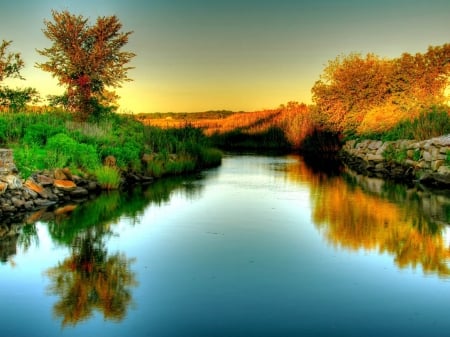 Lovely River Reflections - reflections, trees, water, mountains