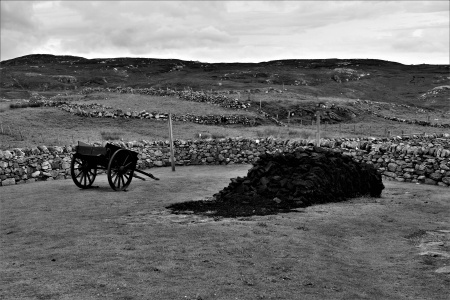 Peat Stacking At Gearrannan Blackhouse Village - Isle of Lewis - Scotland - Scottish Islands, Outer Hebrides, Scotland, Western Isles, Gearrannan Blackhouse Village, Isle of Lewis