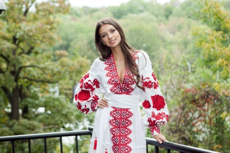 Beautiful Model in Beautiful Dress - model, smile, brunette, dress, outdoors