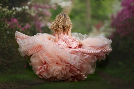 Little Girl - mood, curly, girl, dress