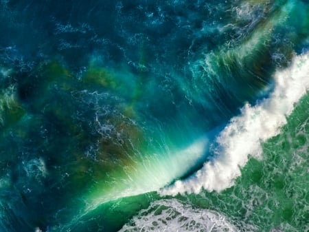 The ocean - skin, view from the top, ocean, vara, summer, wave, white, blue, green