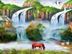 Lovely Waterfalls Painting