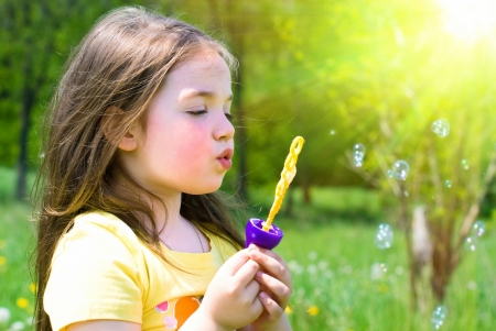 Little Girl - child, playing, bubbles, girl, little girl