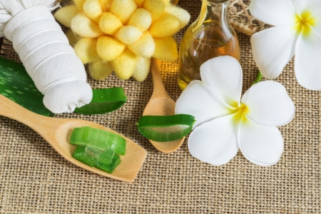 Spa concept - aloe, spa, flowers, plumeria