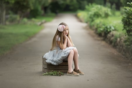 Little girl - princess, people, hair, belle, sightly, white, face, childhood, fair, grass, garden, little, bonny, adorable, wallpaper, child, beautiful, pink, sweet, nice, beauty, street, photography, box, pretty, baby, green, tree, cute, sit, kid, girl, dainty, lovely, pure, comely, desktopnexus, blonde, flower