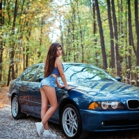 Model and her BMW
