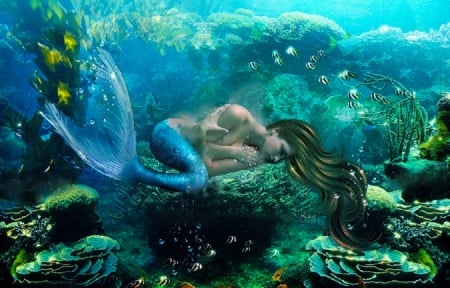 Sweet Dreams - woman, female, girl, fantasy, art, pretty, siren, beautiful, mermaid, digital