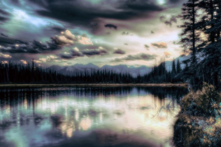 A Storm is Coming - sky, lake, storm, clouds, nature, calm