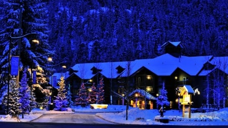 Christmastime at Hotel in Canada - canada, christmastime, hotel, building