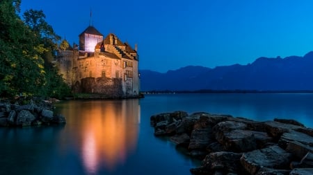 Chillon Castle in Switzerland - building, castle, switzerland, chillon