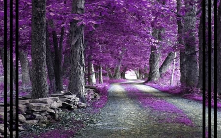 Purple Forest - purple, art, abstract, forest, fantasy